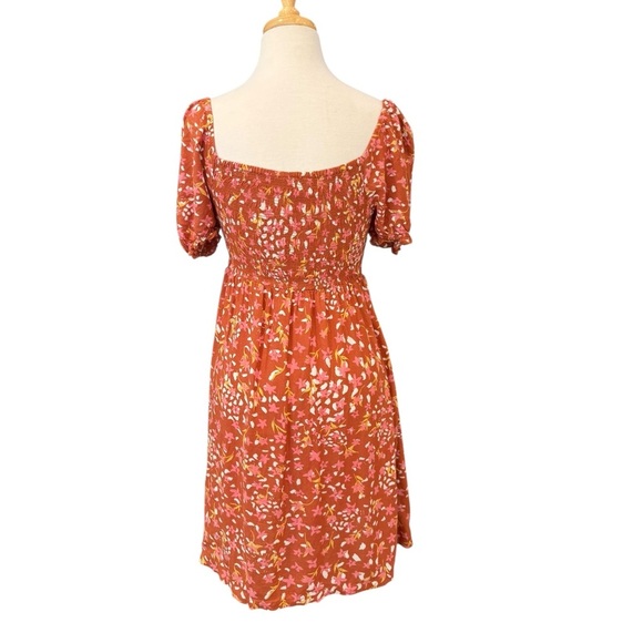 Roxy Hello Petal Woven Mini Dress On or Off Shoulder Fall Smocked Size Small - Picture 4 of 15